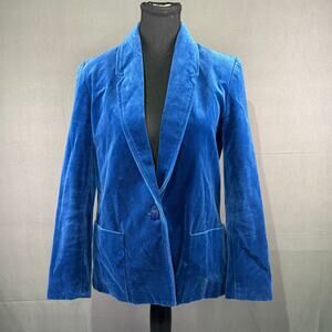 Vintage Marjorie Hamilton Blazer Women’s 10 Striped Velvet Glam Retro Boho Blue
